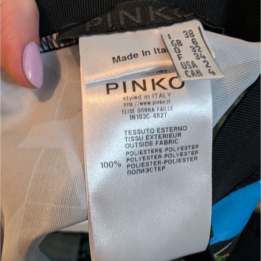 NWOT Pinko Mini Skirt A Line Patterned Size 2 XS Italian Zipper Summer Luxury - Picture 3 of 5